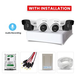 Picture of Hikvision 4 CCTV Cameras Combo (2 Indoor & 2 Outdoor CCTV Camera) + 4CH DVR + HDD + Accessories + Power Supply + 90m Cable